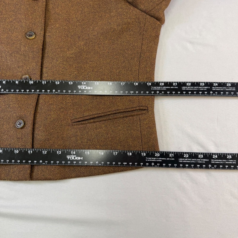 Lands End Women Petite Blazer Jacket Brown Tweed Wool Blend Button Front Size 14 - Picture 12 of 16